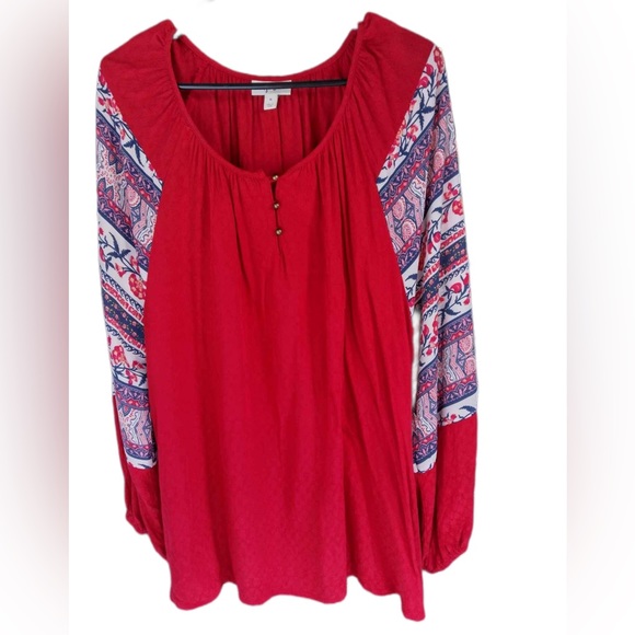 Style & Co. | Women's Printed-Sleeve Peasant Top, Medley Muse - Picture 1 of 2